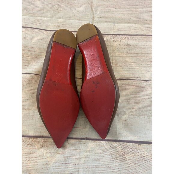 Christian Louboutin Women's Brown Leather Pointed Toe Ballet Flats - 35 (US 5) - Picture 7 of 10